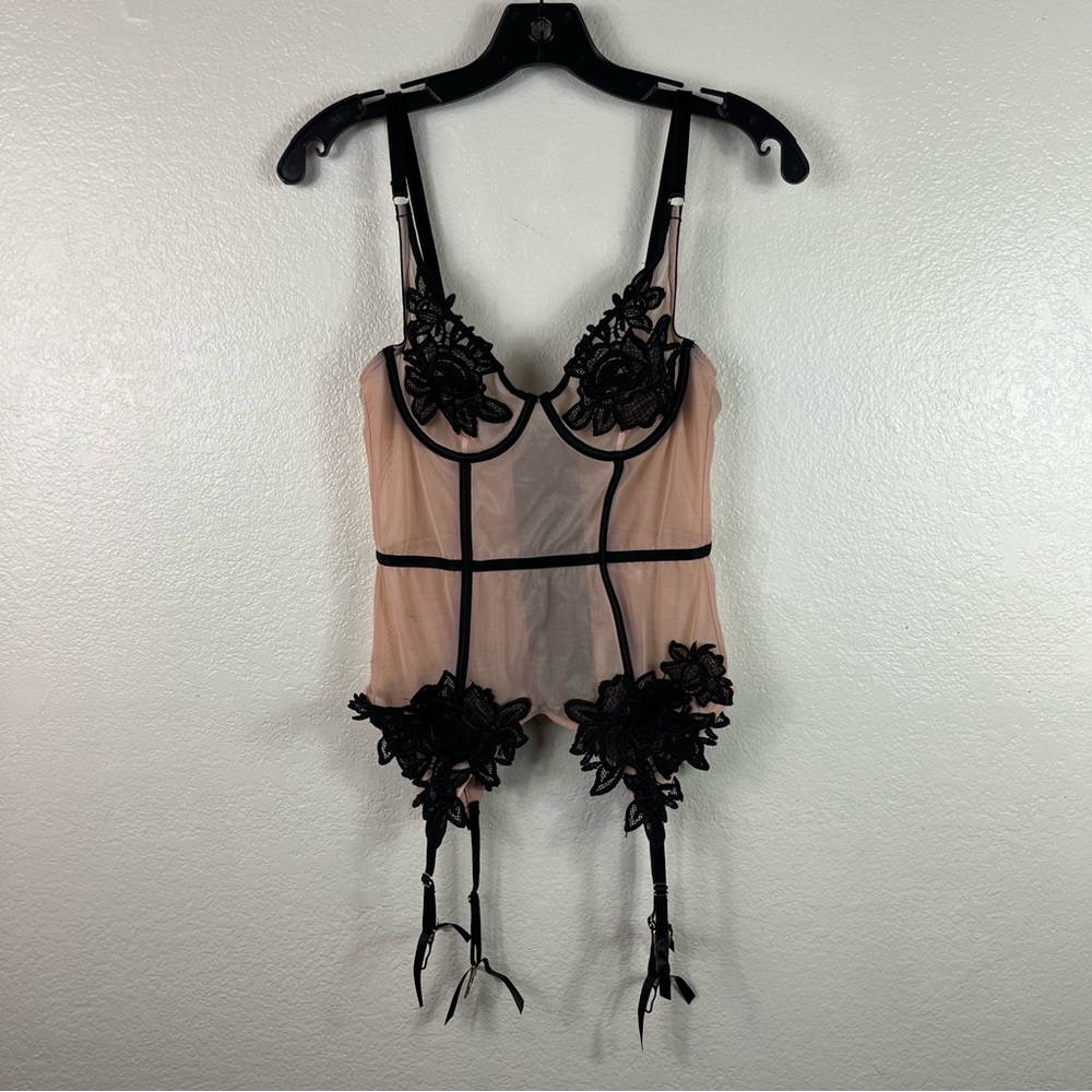 Hustler 32C Lingerie Mesh Floral see through sexy